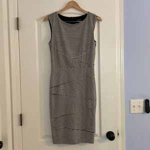 White House | Black market, black and white striped dress, size 8
